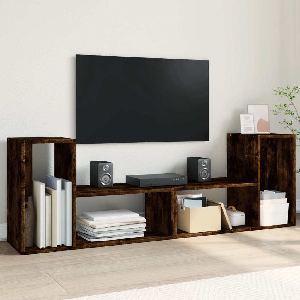 Mobili TV 2 pz Rovere Fumo 75x30x50 cm in Legno Multistrato - homemem39