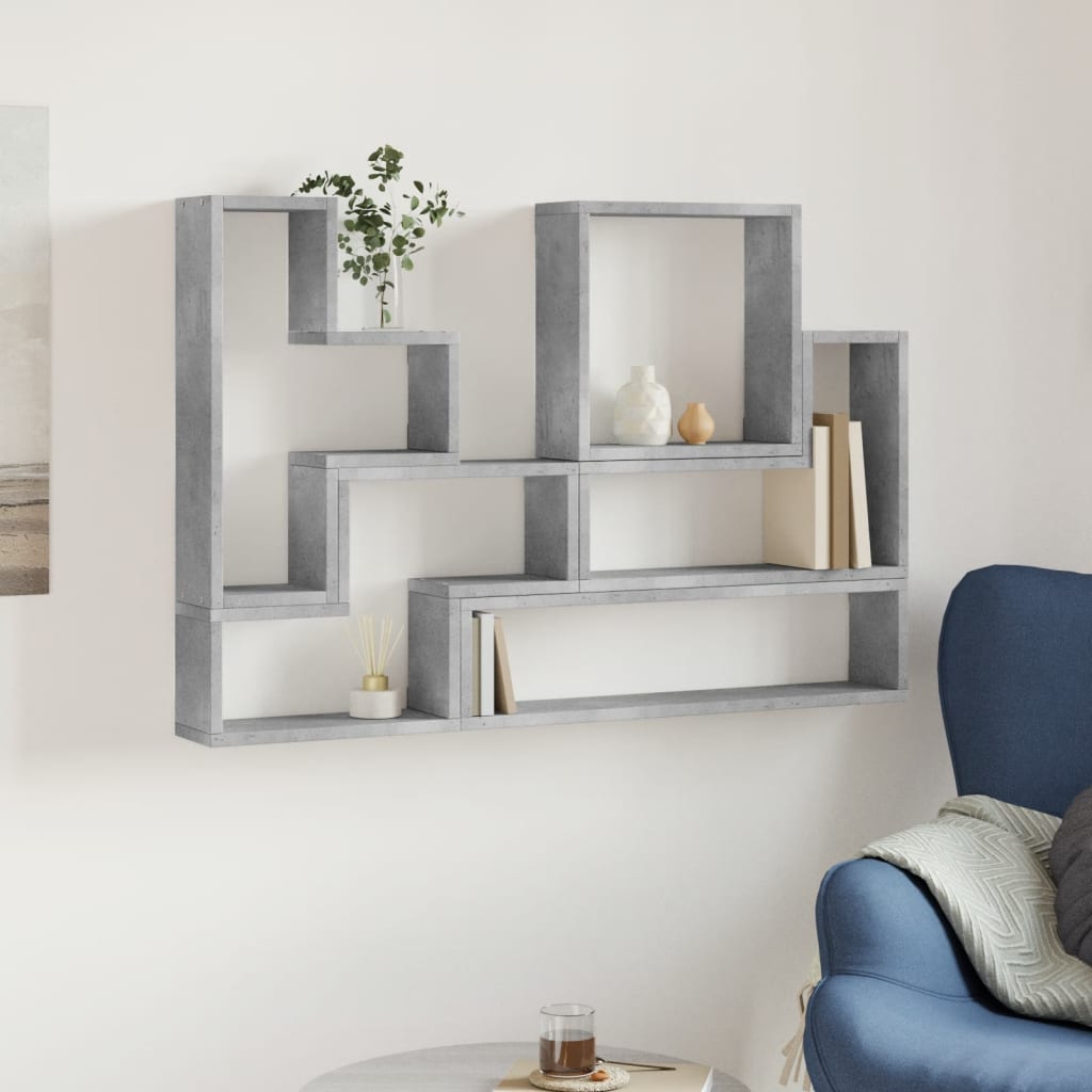 Scaffale a Parete Grigio Cemento 90x12x64 cm Legno Multistrato | homemem39