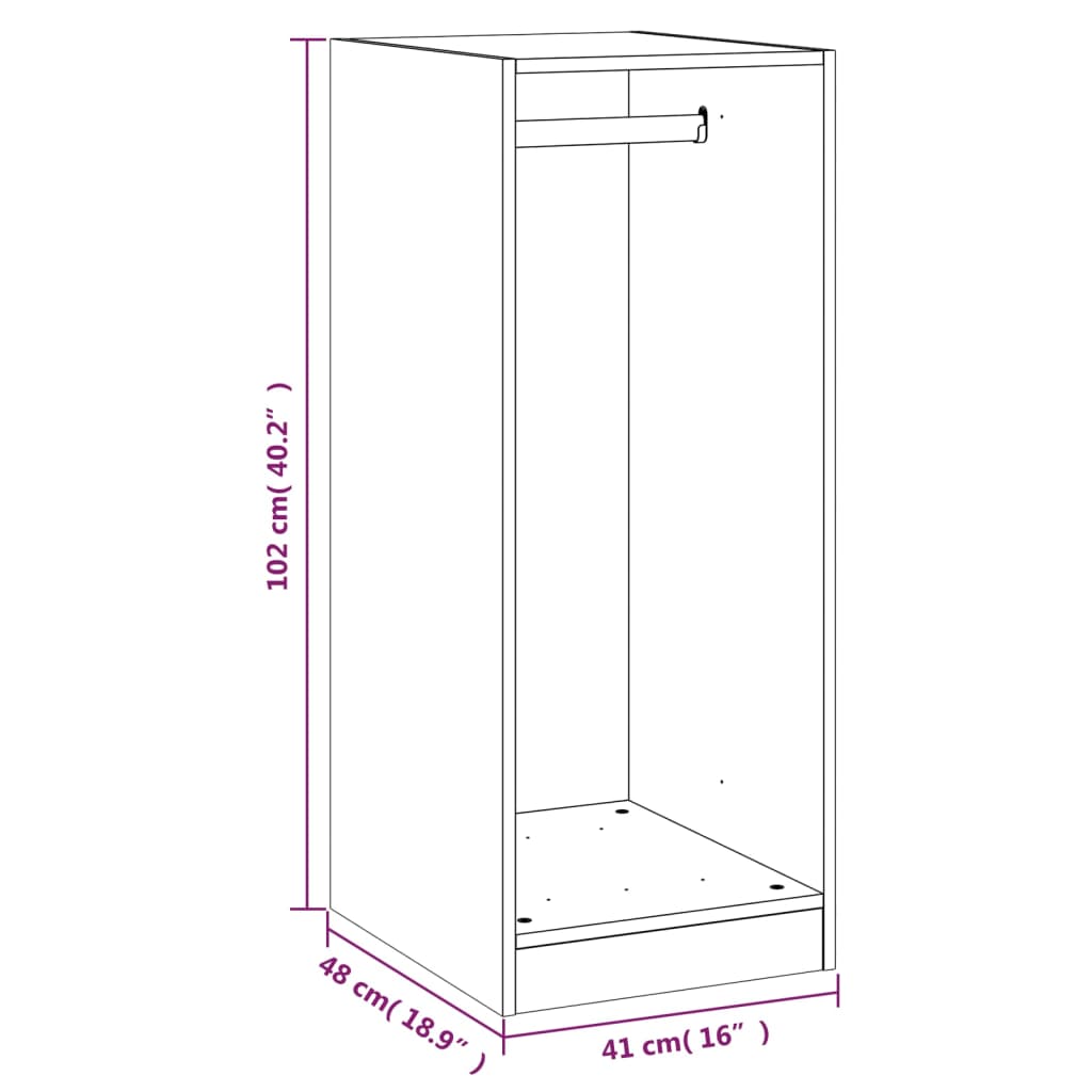 Armadio Grigio Cemento 48x41x102 cm in Legno Multistrato