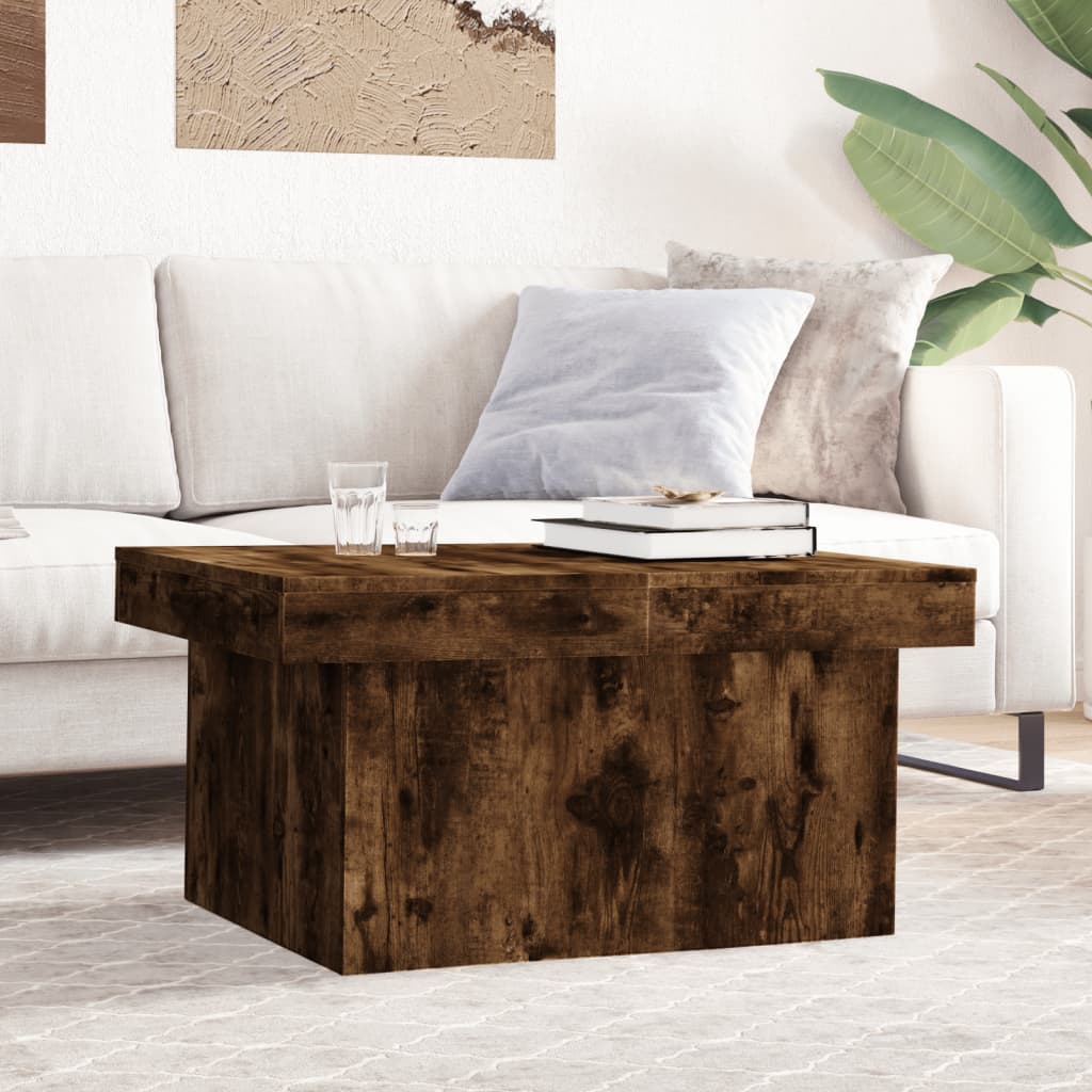 Tavolino da Salotto Rovere Fumo 80x55x40 cm Legno Multistrato | homemem39