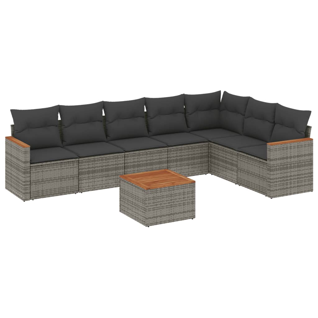Set Divano da Giardino 8 pz con Cuscini Grigio in Polyrattan - homemem39