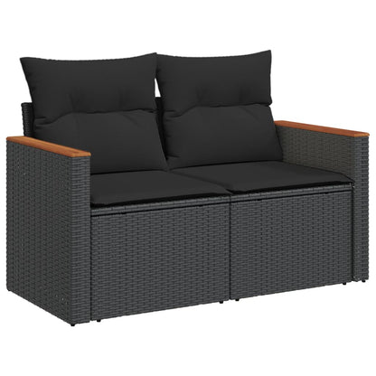 Set Divani da Giardino con Cuscini 8 pz Nero in Polyrattan | homemem39