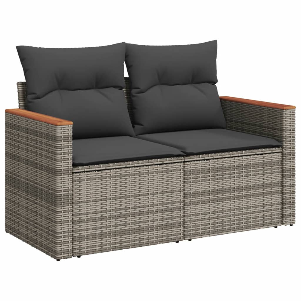Set Divano da Giardino 8 pz con Cuscini Grigio in Polyrattan | homemem39