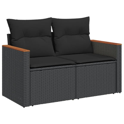 Set Divani da Giardino 9 pz con Cuscini Nero in Polyrattan - homemem39
