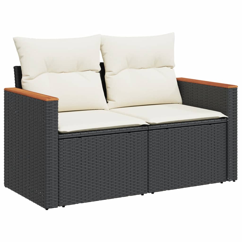 Set Divani da Giardino 9 pz con Cuscini Nero in Polyrattan - homemem39