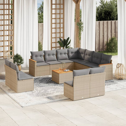 Set Divano da Giardino 12 pz con Cuscini Beige Misto Polyrattan - homemem39