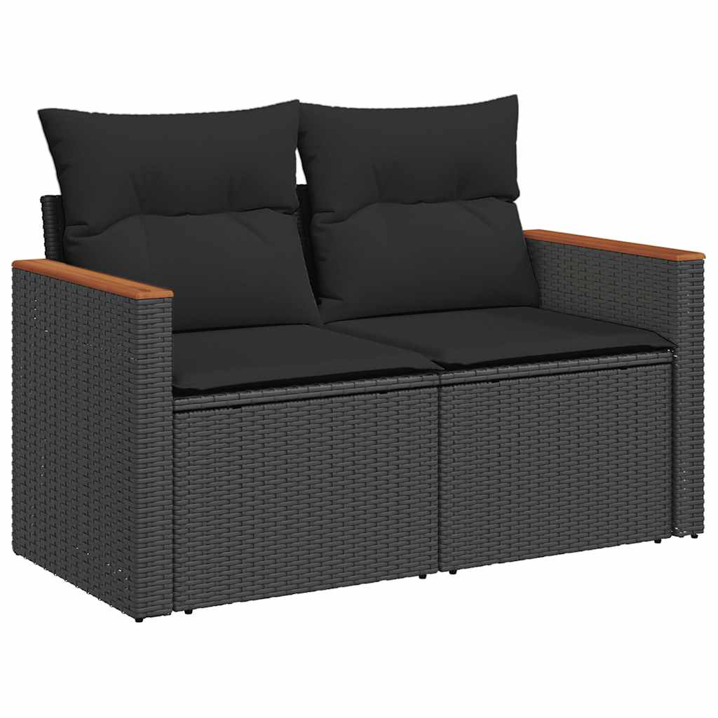 Set Divani da Giardino 10pz con Cuscini in Polyrattan Nero | homemem39