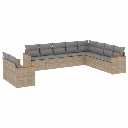 Set Divano da Giardino 10 pz con Cuscini Beige Misto Polyrattan - homemem39