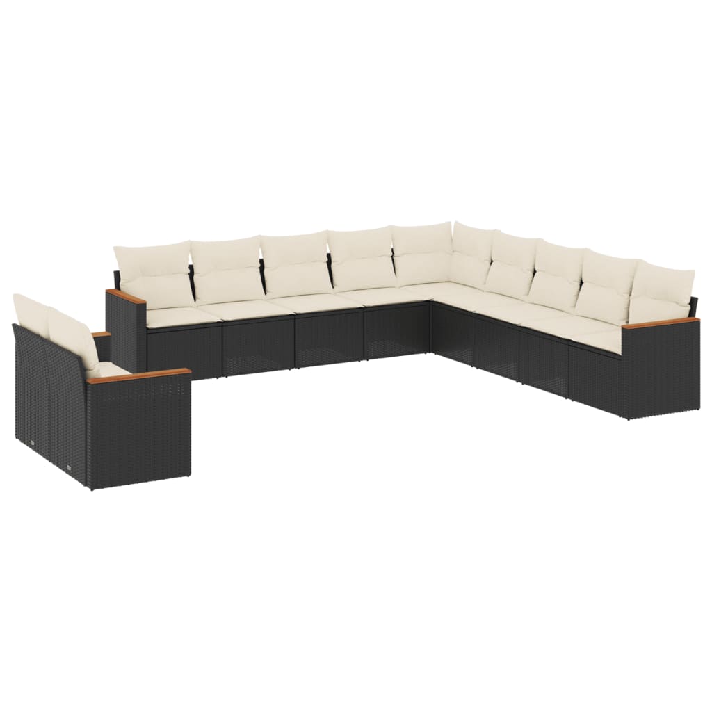Set Divani da Giardino 11 pz con Cuscini in Polyrattan Nero - homemem39
