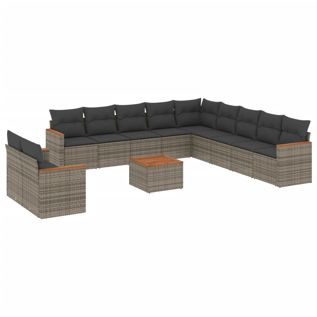 Set Divani da Giardino 12 pz con Cuscini Grigio in Polyrattan - homemem39