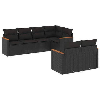 Set Divani da Giardino con Cuscini 7pz Nero Polyrattan | homemem39