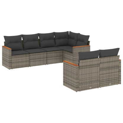Set Divani da Giardino 7 pz con Cuscini Grigio in Polyrattan - homemem39