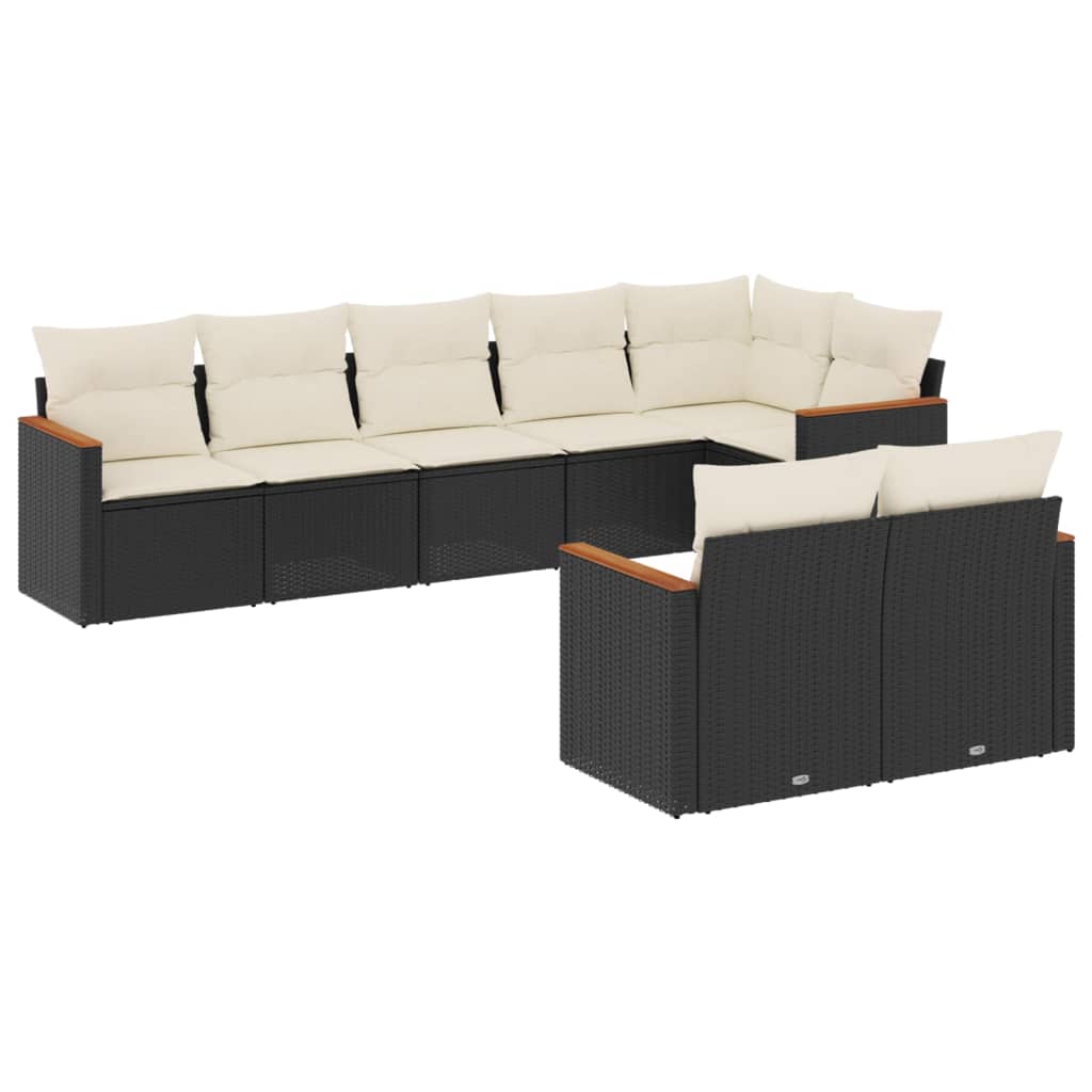 Set Divani da Giardino con Cuscini 8 pz Nero in Polyrattan - homemem39