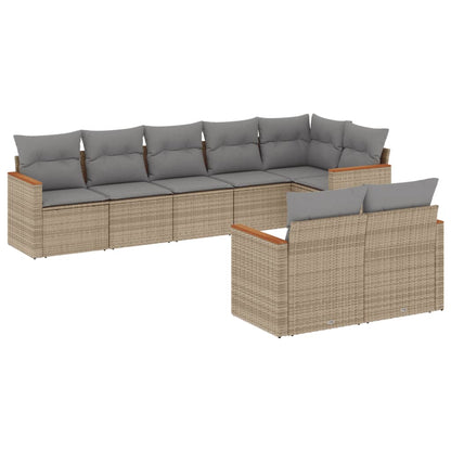 Set Divano da Giardino 8 pz con Cuscini Beige Misto Polyrattan - homemem39