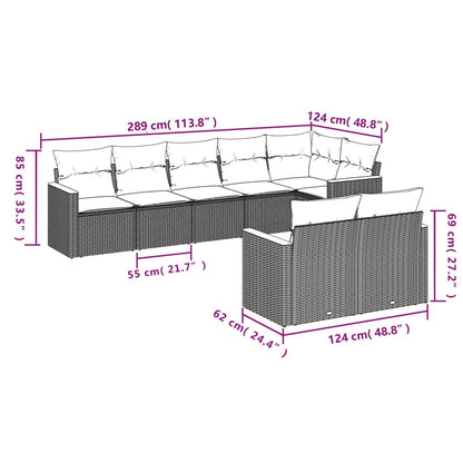 Set Divano da Giardino 8 pz con Cuscini Grigio in Polyrattan - homemem39