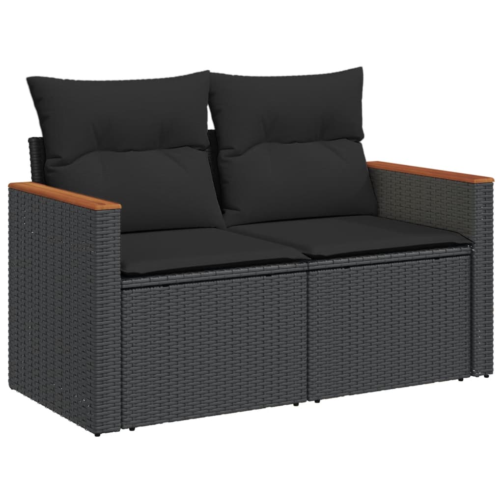 Set Divani da Giardino con Cuscini 8 pz Nero in Polyrattan - homemem39
