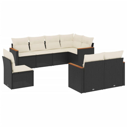 Set Divani da Giardino con Cuscini 8 pz Nero in Polyrattan - homemem39