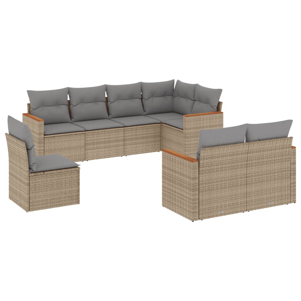 Set Divano da Giardino 8 pz con Cuscini Beige Misto Polyrattan - homemem39