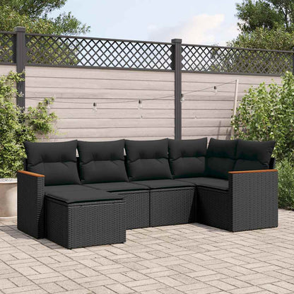 Set Divano da Giardino 6 pz con Cuscini Nero in Polyrattan | homemem39