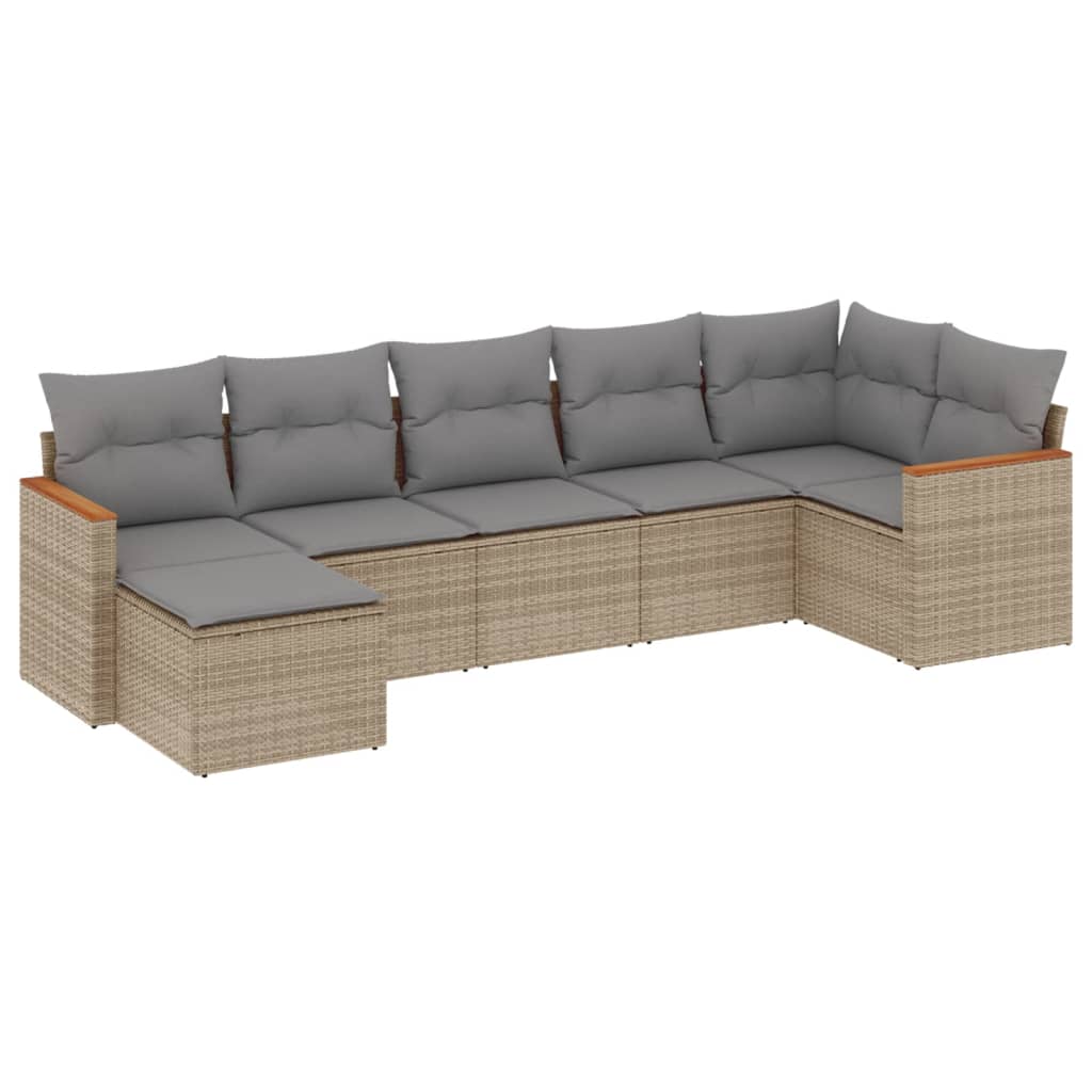 Set Divano da Giardino 7 pz con Cuscini Beige Misto Polyrattan - homemem39