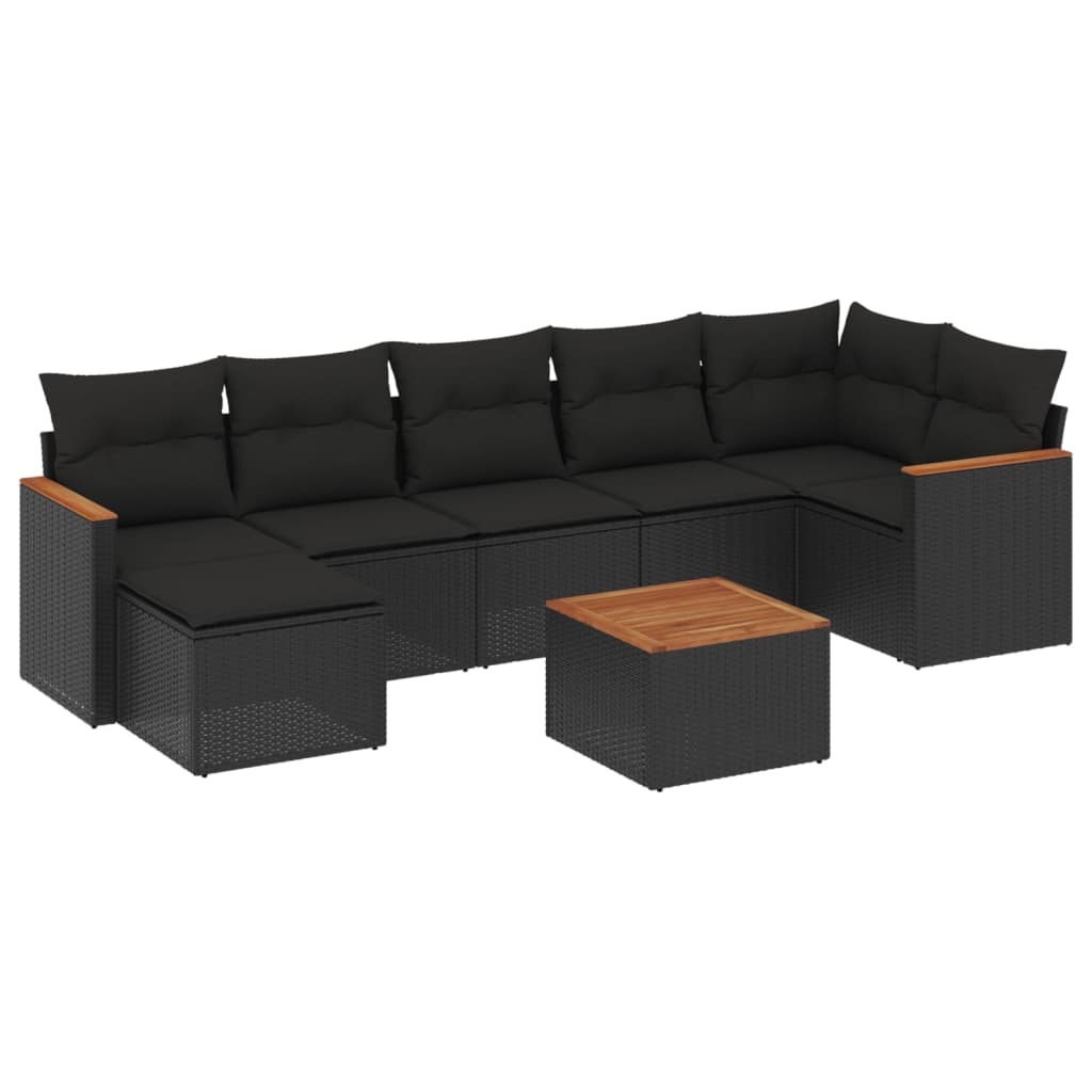 Set Divani da Giardino con Cuscini 8 pz Nero in Polyrattan - homemem39
