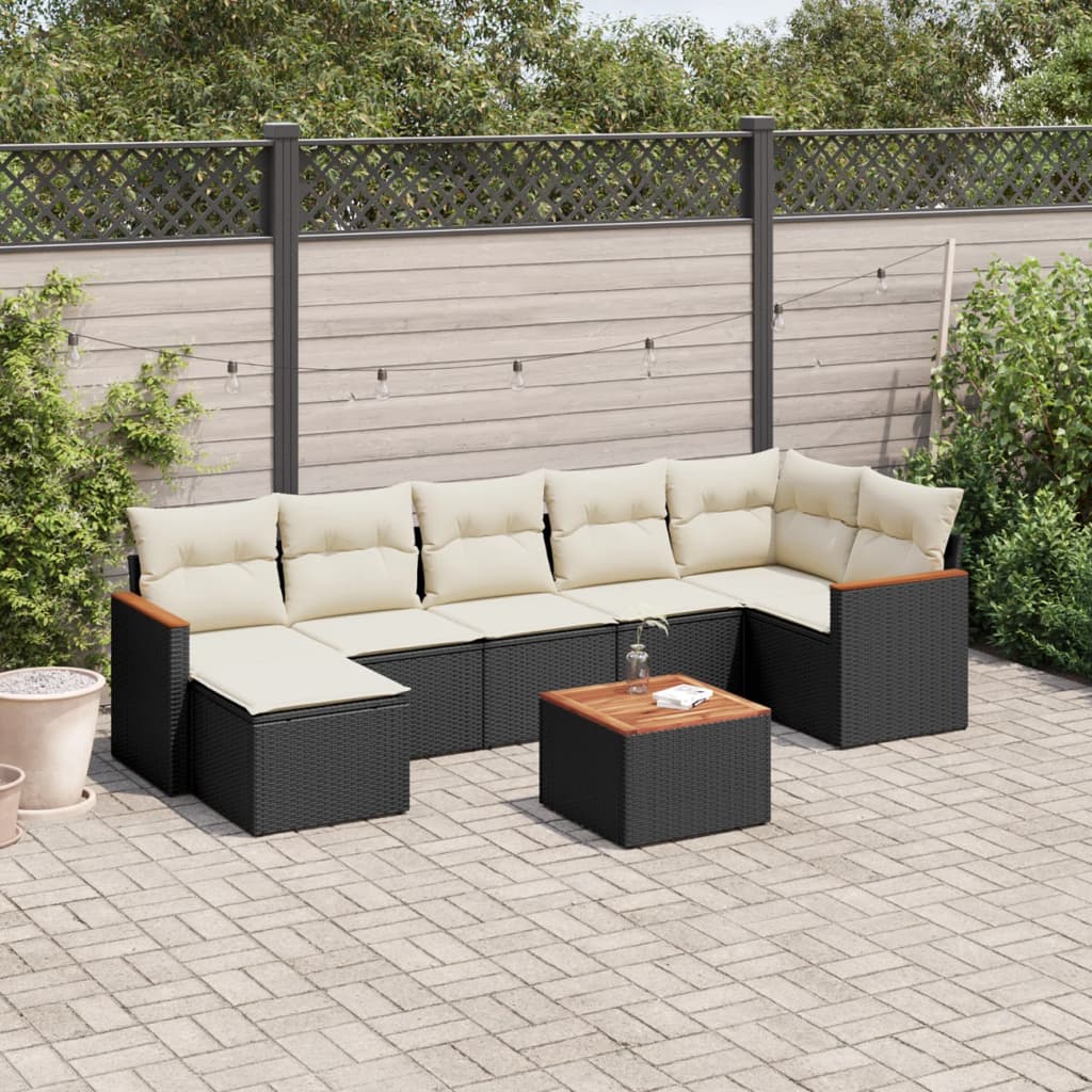 Set Divani da Giardino con Cuscini 8 pz Nero in Polyrattan - homemem39