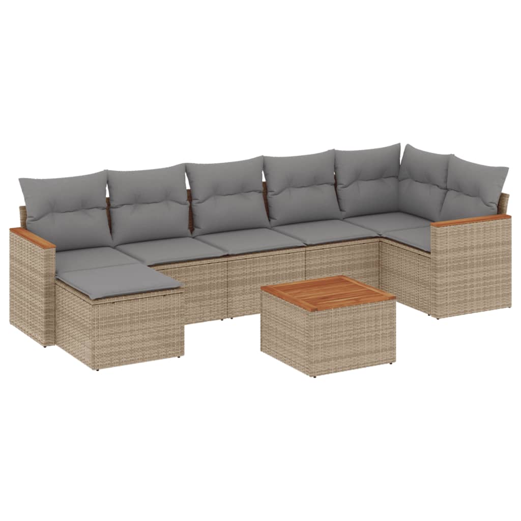 Set Divano da Giardino 8 pz con Cuscini Beige Misto Polyrattan - homemem39