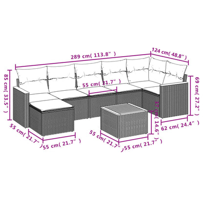 Set Divano da Giardino 8 pz con Cuscini Grigio in Polyrattan - homemem39