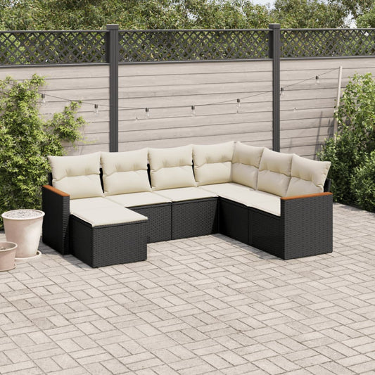 Set Divani da Giardino con Cuscini 7pz Nero Polyrattan - homemem39