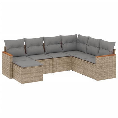Set Divano da Giardino 7 pz con Cuscini Beige Misto Polyrattan - homemem39