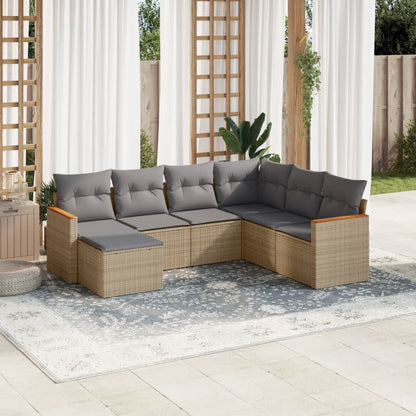 Set Divano da Giardino 7 pz con Cuscini Beige Misto Polyrattan - homemem39