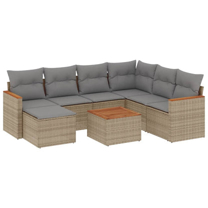 Set Divano da Giardino 8 pz con Cuscini Beige Misto Polyrattan - homemem39