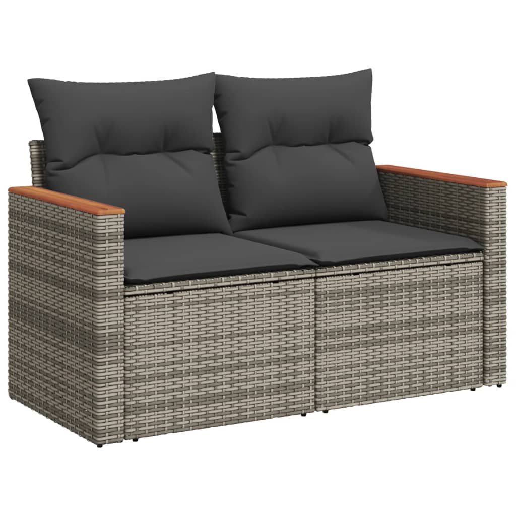 Set Divano da Giardino 8 pz con Cuscini Grigio in Polyrattan - homemem39