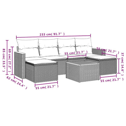 Set Divani da Giardino con Cuscini 7pz Nero Polyrattan | homemem39