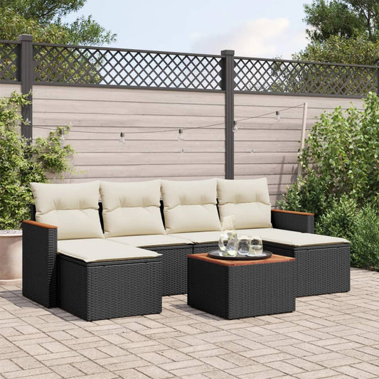 Set Divani da Giardino con Cuscini 7pz Nero Polyrattan - homemem39