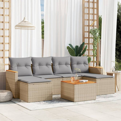 Set Divano da Giardino 7 pz con Cuscini Beige Misto Polyrattan - homemem39