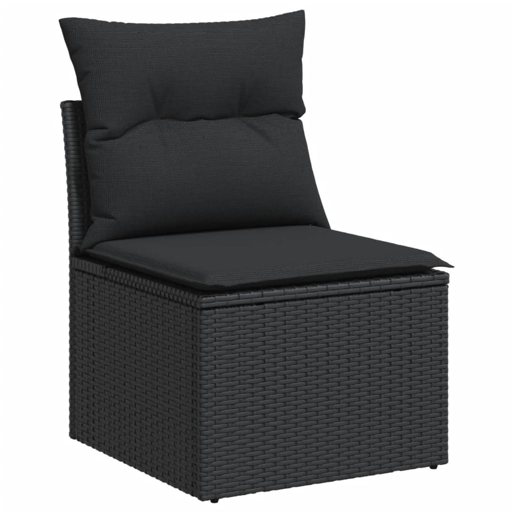 Set Divani da Giardino con Cuscini 7pz Nero Polyrattan | homemem39