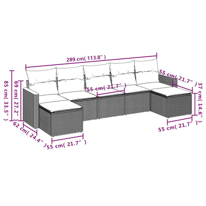 Set Divani da Giardino con Cuscini 7pz Nero Polyrattan | homemem39