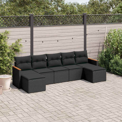Set Divani da Giardino con Cuscini 7pz Nero Polyrattan | homemem39