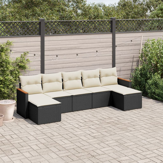 Set Divani da Giardino con Cuscini 7pz Nero Polyrattan - homemem39