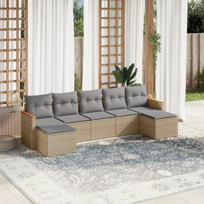 Set Divano da Giardino 7 pz con Cuscini Beige Misto Polyrattan - homemem39