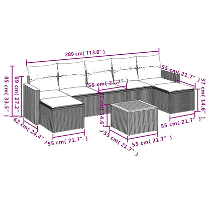 Set Divani da Giardino con Cuscini 8 pz Nero in Polyrattan | homemem39