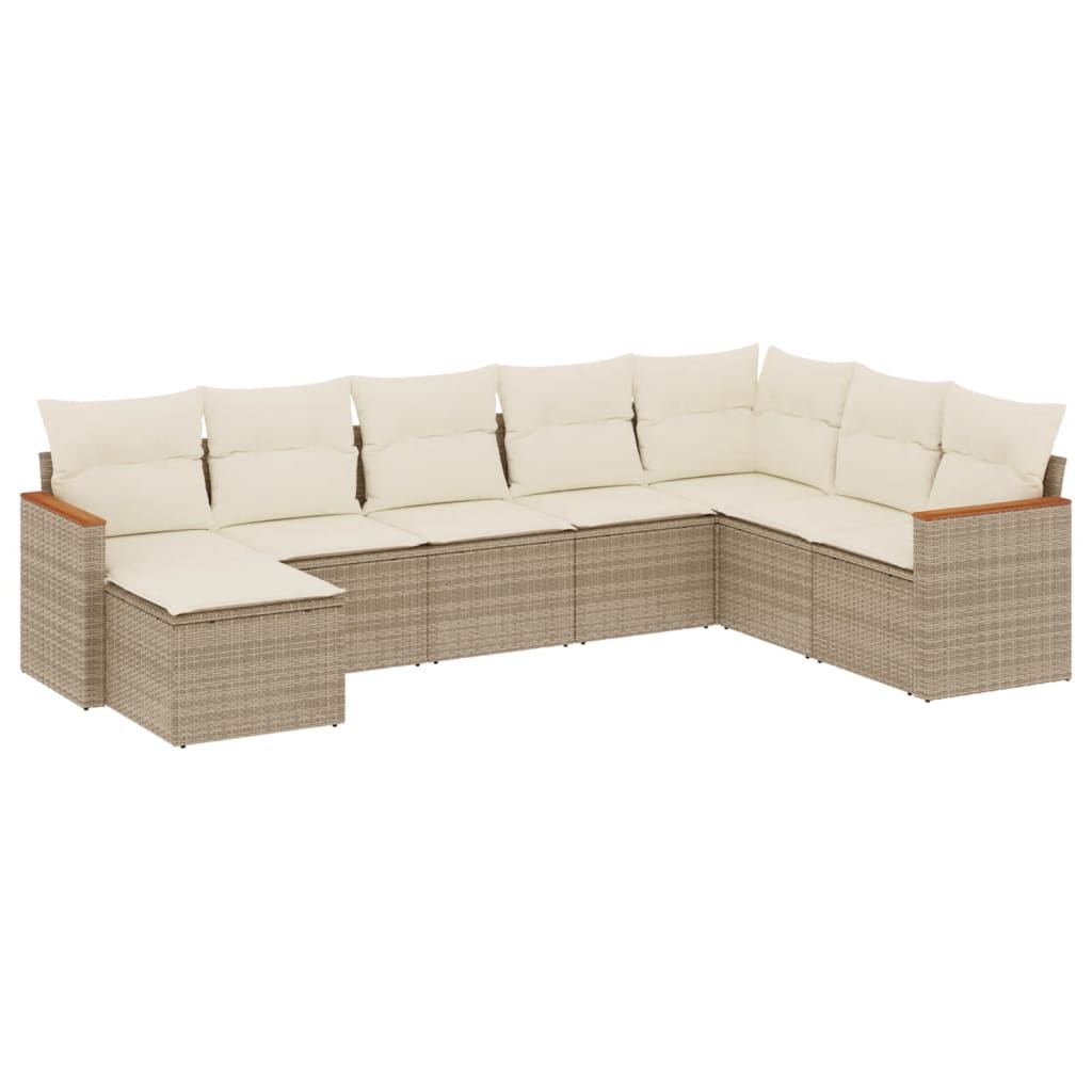 Set Divano da Giardino 8 pz con Cuscini Beige in Polyrattan - homemem39