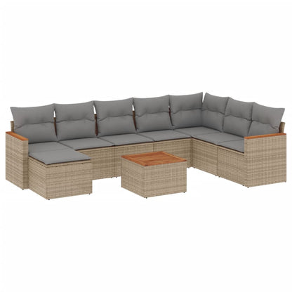 Set Divano da Giardino 9 pz con Cuscini Beige Misto Polyrattan - homemem39