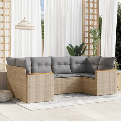 Set Divano da Giardino 6 pz con Cuscini Beige Misto Polyrattan - homemem39