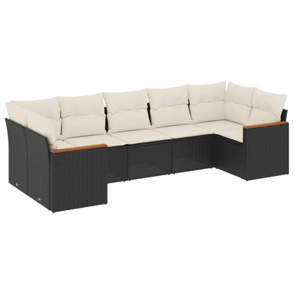 Set Divani da Giardino con Cuscini 7pz Nero Polyrattan - homemem39