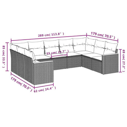 Set Divani da Giardino 9 pz con Cuscini Nero in Polyrattan | homemem39