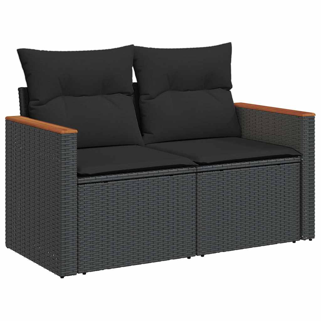 Set Divani da Giardino 9 pz con Cuscini Nero in Polyrattan | homemem39