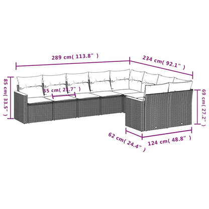 Set Divani da Giardino 9 pz con Cuscini Nero in Polyrattan | homemem39