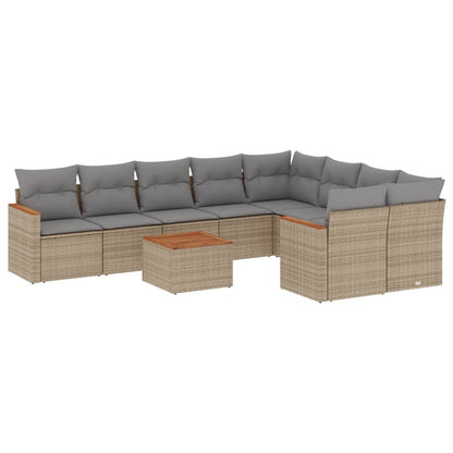 Set Divano da Giardino 10 pz con Cuscini Beige Misto Polyrattan - homemem39